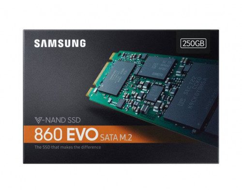 Твердотельный диск 250GB Samsung 860 EVO, V-NAND, M.2, SATA III [R/W - 520/550 MB/s]